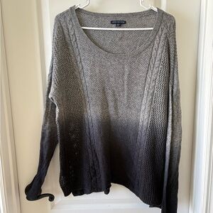 American Eagle Knit Sweater Gray Ombre Dip Dye Cable Knit Open Weave M